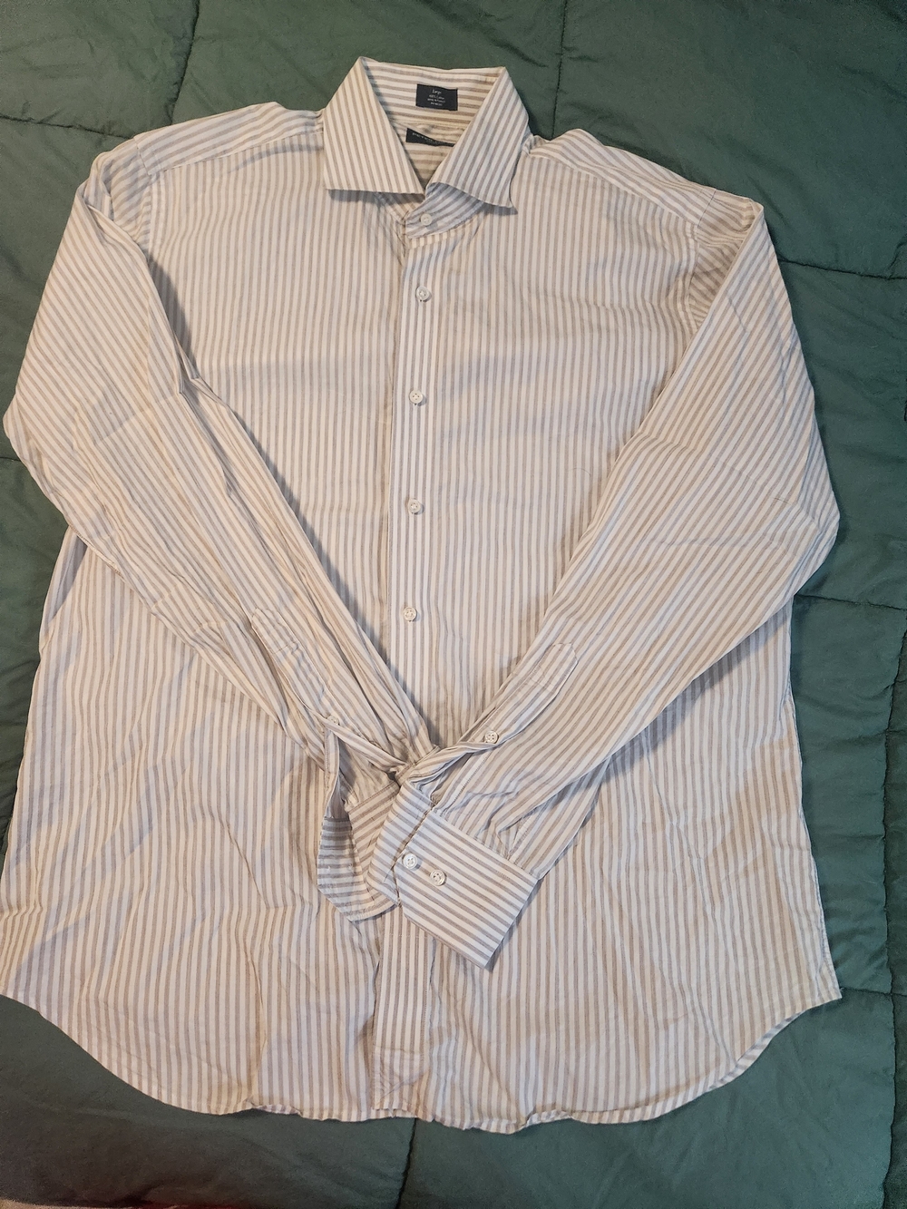Peter Millar Men's Blue & White Striped Dress Shirt